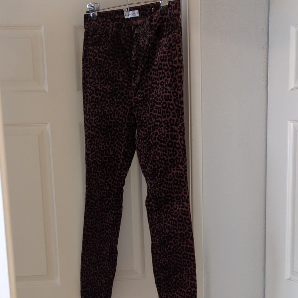 LOFT Brown and Black Animal Print Pants